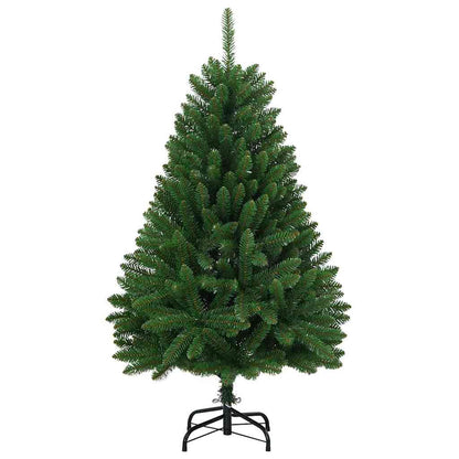 Konstgjord julgran med topp och julkulor 120 cm 150 LED-lampor