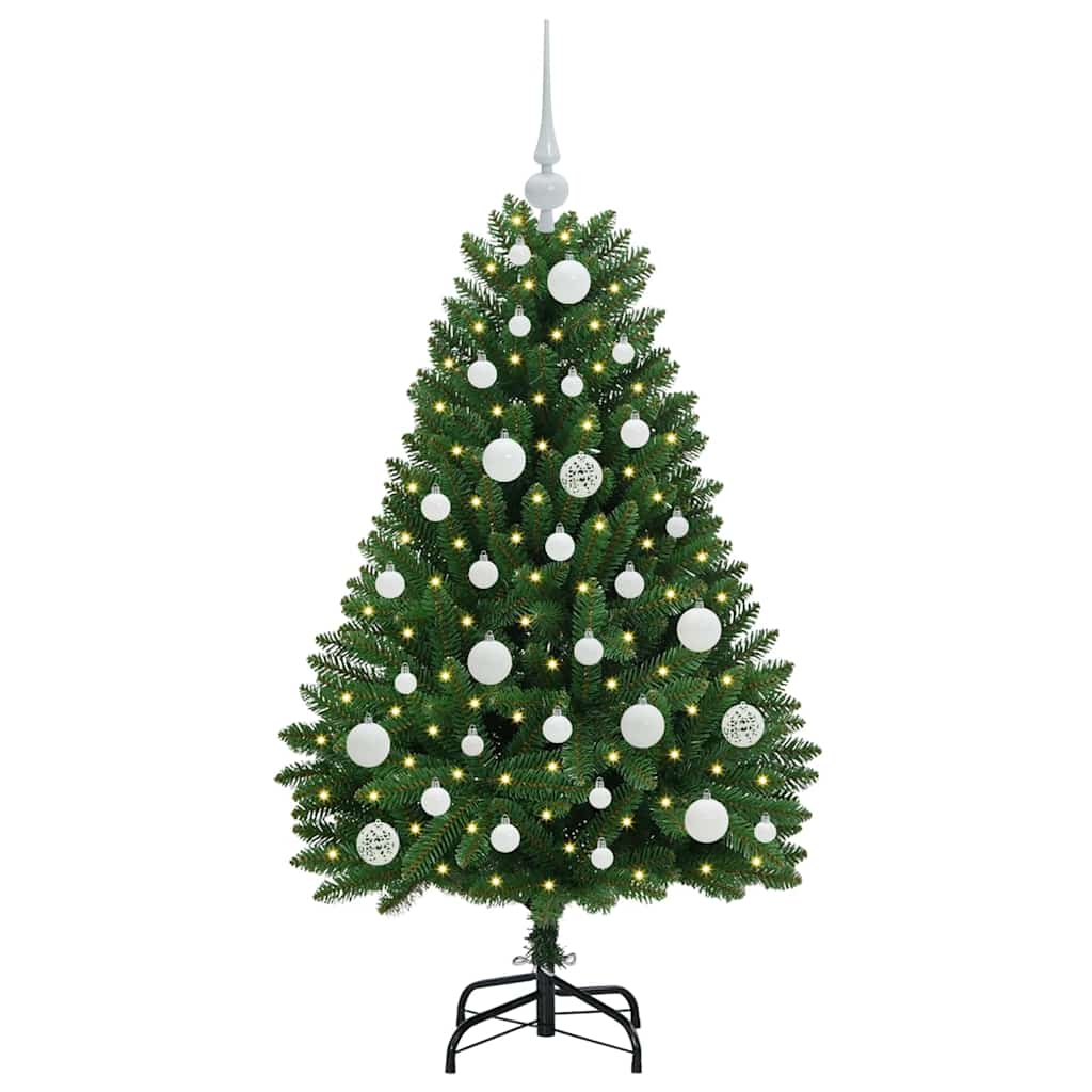 Konstgjord julgran 120 cm 150 LED-lampor Varmvit PVC och stål