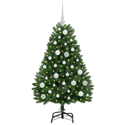 Konstgjord julgran 120 cm 150 LED-lampor Varmvit PVC och stål