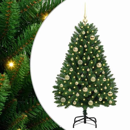 Konstgjord julgran 120 cm 150 LED-lampor Varmvit PVC och stål