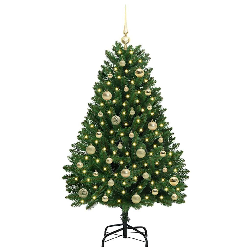 Konstgjord julgran 120 cm 150 LED-lampor Varmvit PVC och stål