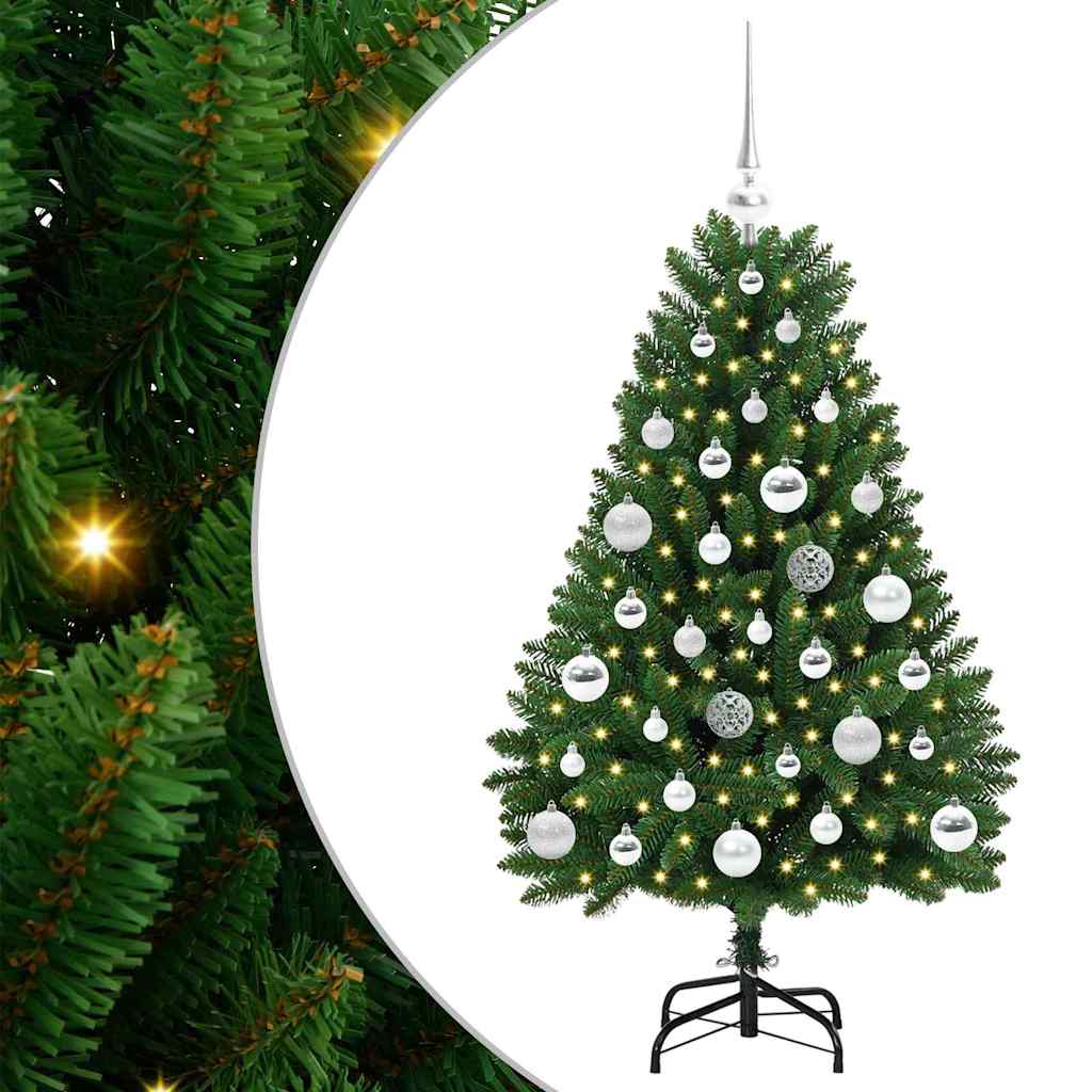 Konstgjord julgran 120 cm 150 LED-lampor Varmvit PVC och stål