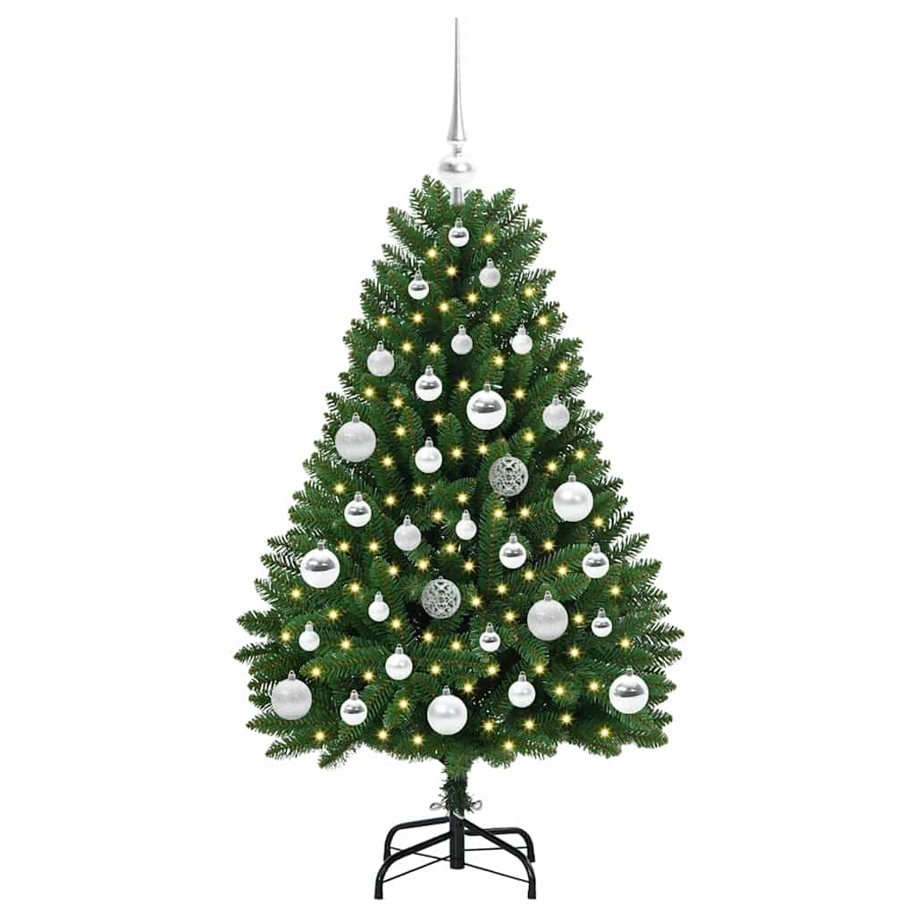 Konstgjord julgran 120 cm 150 LED-lampor Varmvit PVC och stål