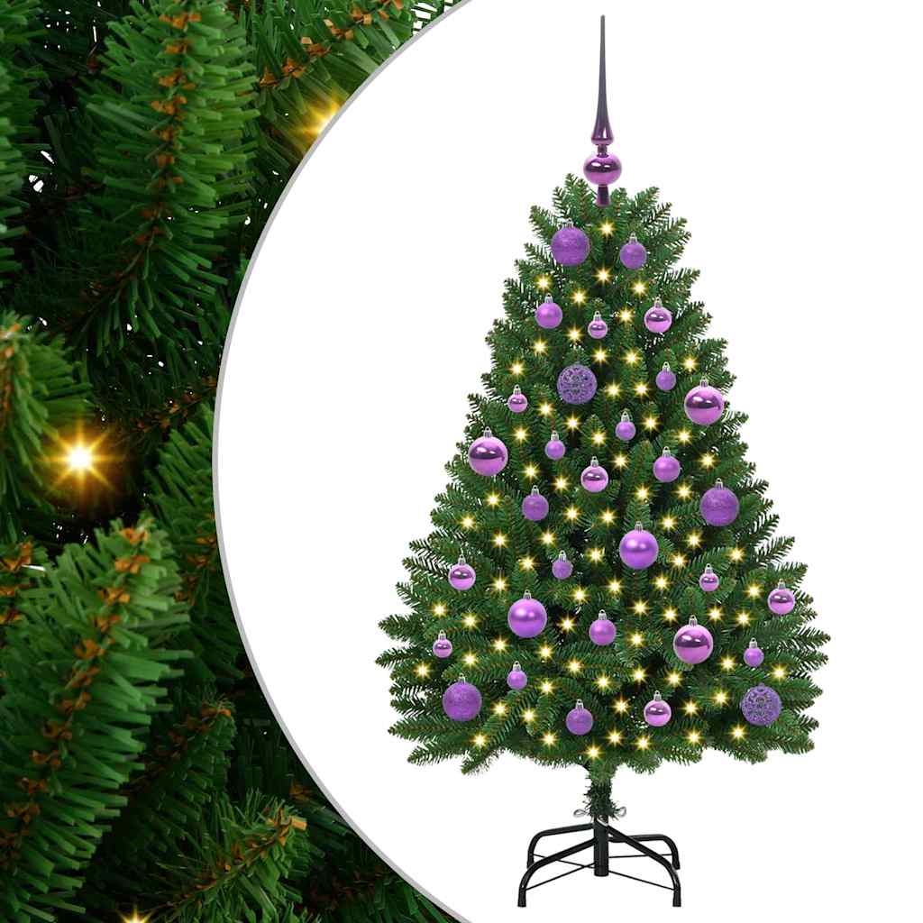 Konstgjord julgran 120 cm 150 LED-lampor Varmvit PVC och stål