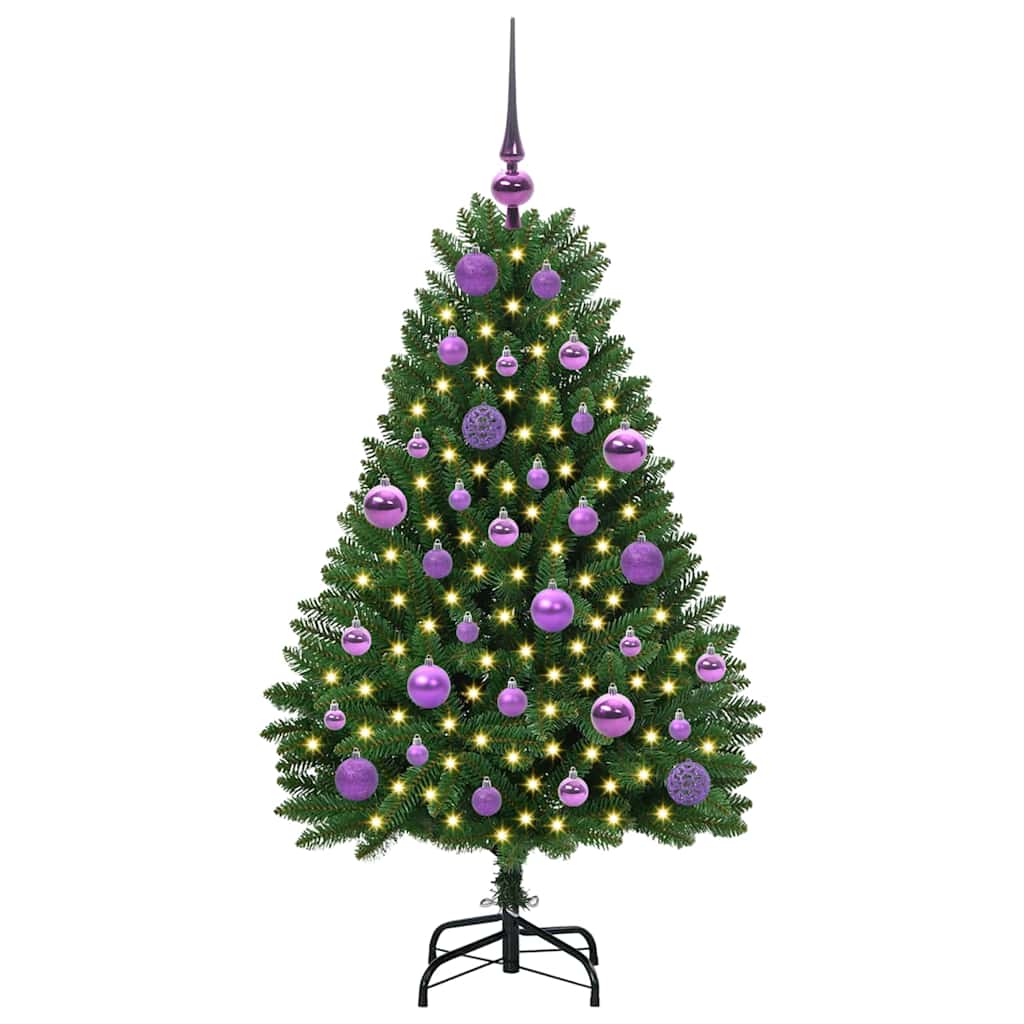 Konstgjord julgran 120 cm 150 LED-lampor Varmvit PVC och stål