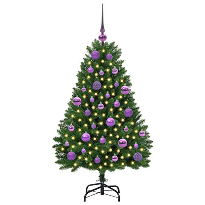 Konstgjord julgran 120 cm 150 LED-lampor Varmvit PVC och stål