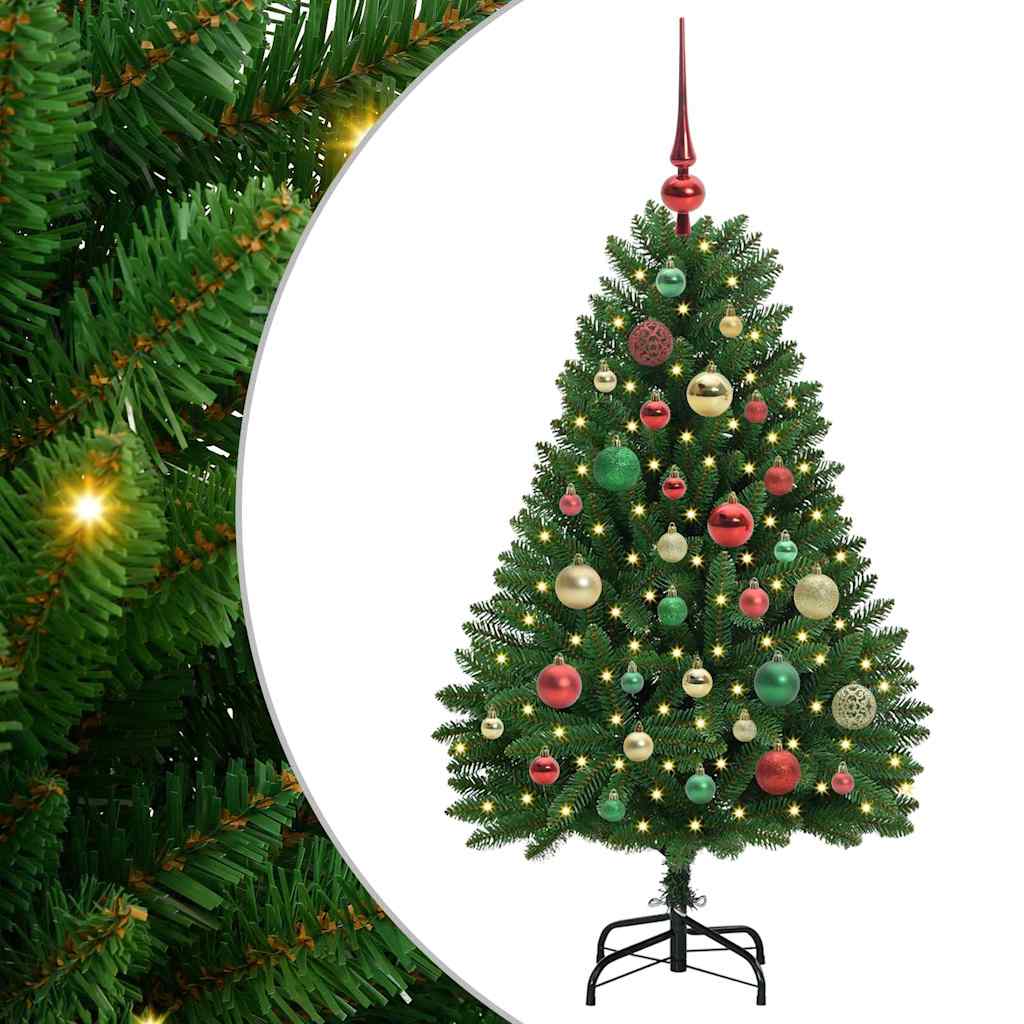 Konstgjord julgran 120 cm 150 LED-lampor Varmvit PVC och stål