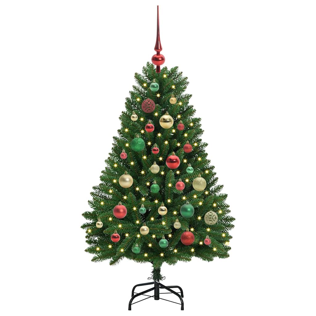 Konstgjord julgran 120 cm 150 LED-lampor Varmvit PVC och stål