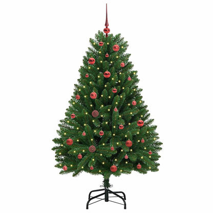 Konstgjord julgran 150 cm 150 LED-lampor Varmvit PVC och stål