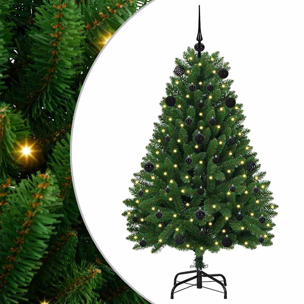 Konstgjord julgran 150 cm 150 LED-lampor Varmvit PVC och stål