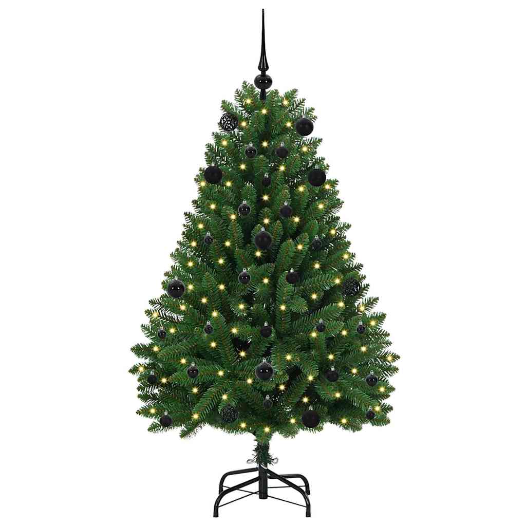 Konstgjord julgran 150 cm 150 LED-lampor Varmvit PVC och stål