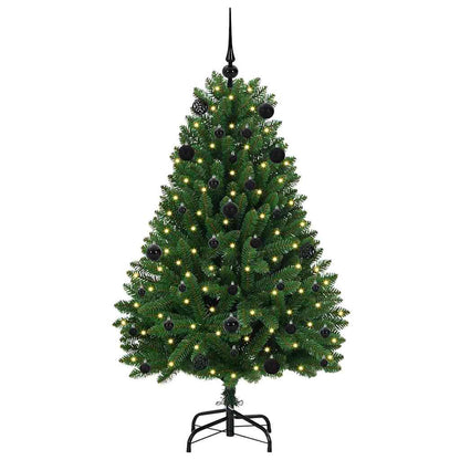 Konstgjord julgran 150 cm 150 LED-lampor Varmvit PVC och stål