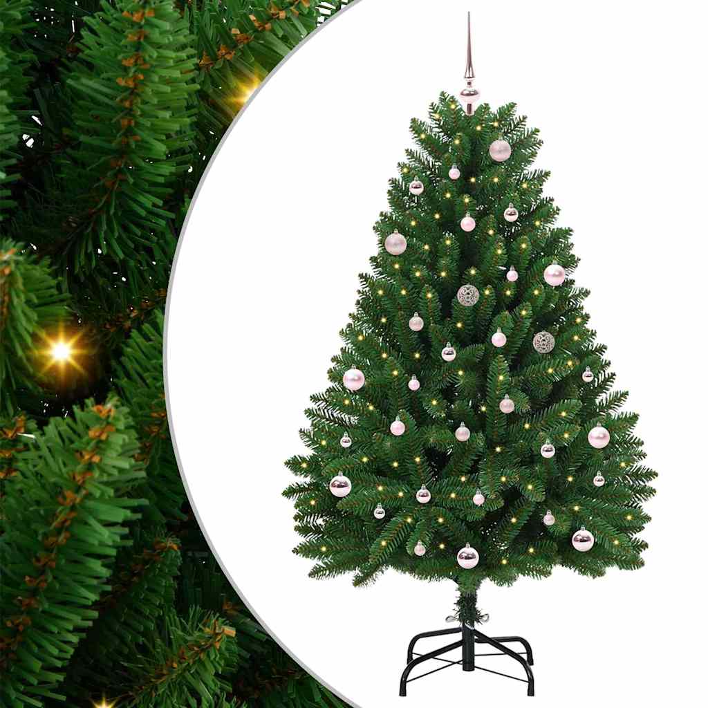 Konstgjord julgran 150 cm 150 LED-lampor Varmvit PVC och stål