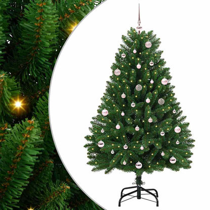 Konstgjord julgran 150 cm 150 LED-lampor Varmvit PVC och stål