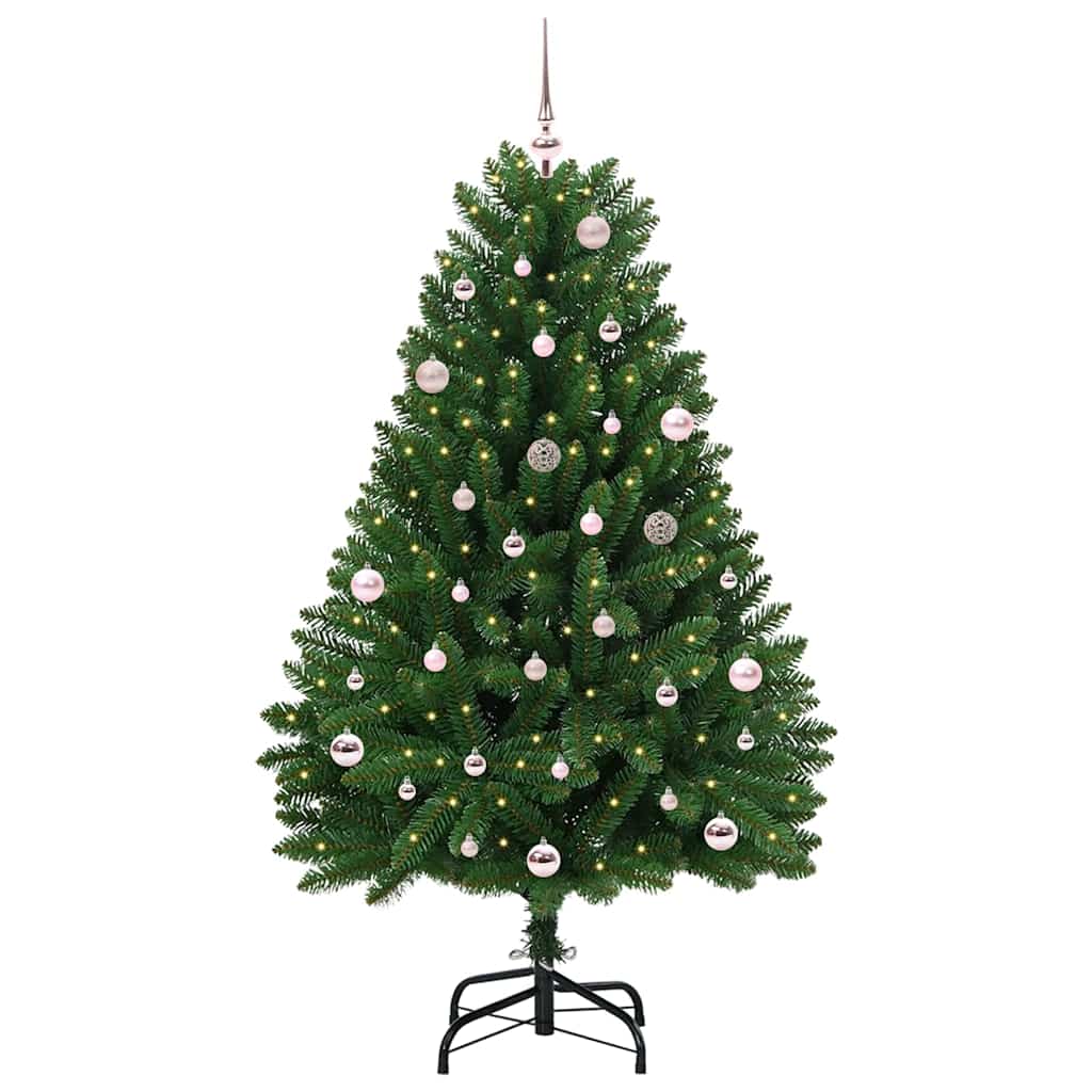 Konstgjord julgran 150 cm 150 LED-lampor Varmvit PVC och stål