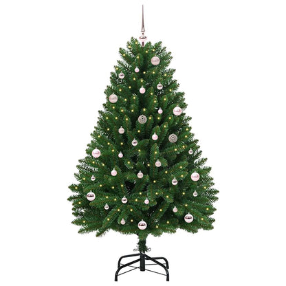 Konstgjord julgran 150 cm 150 LED-lampor Varmvit PVC och stål