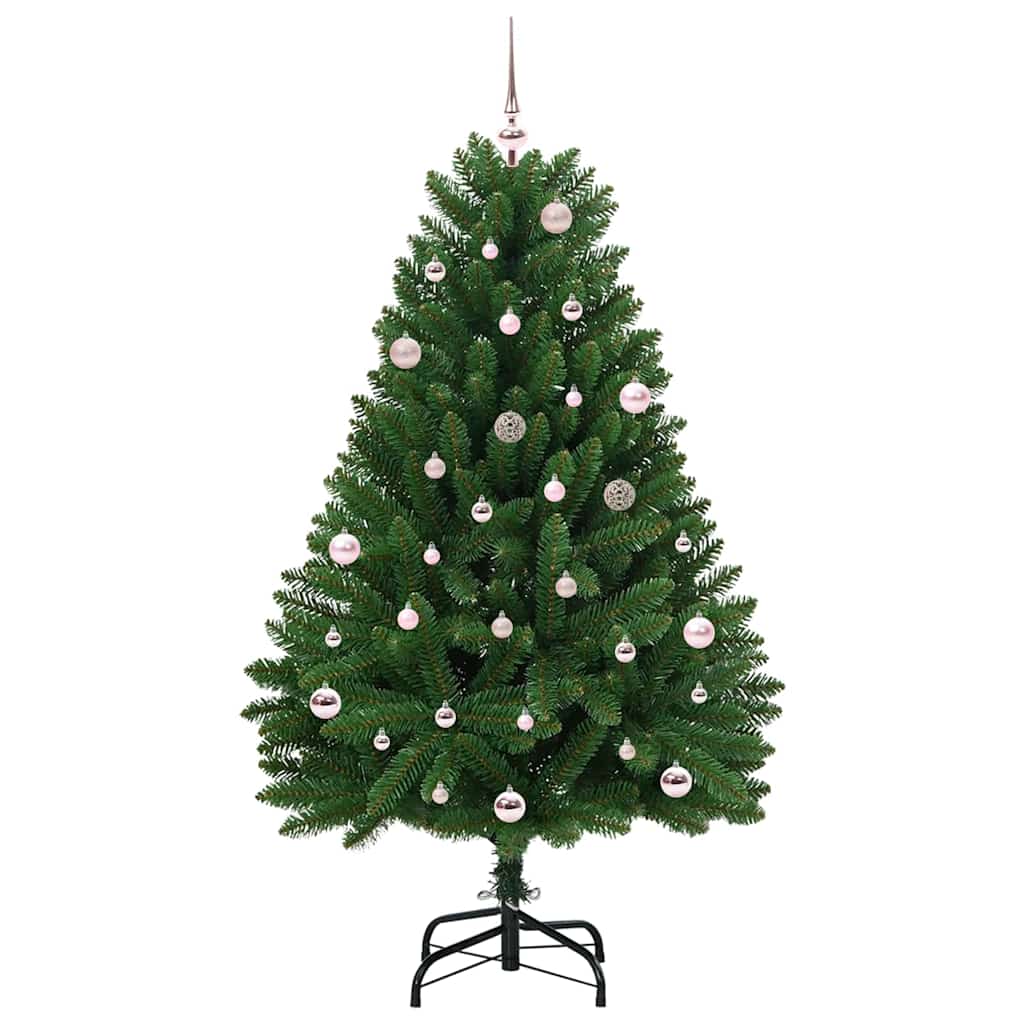 Konstgjord julgran 150 cm 150 LED-lampor Varmvit PVC och stål