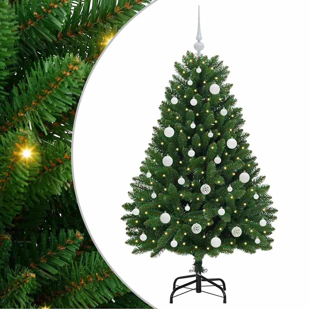 Konstgjord julgran 150 cm 150 LED-lampor Varmvit PVC och stål
