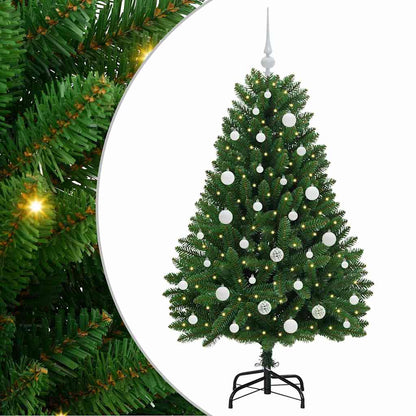 Konstgjord julgran 150 cm 150 LED-lampor Varmvit PVC och stål