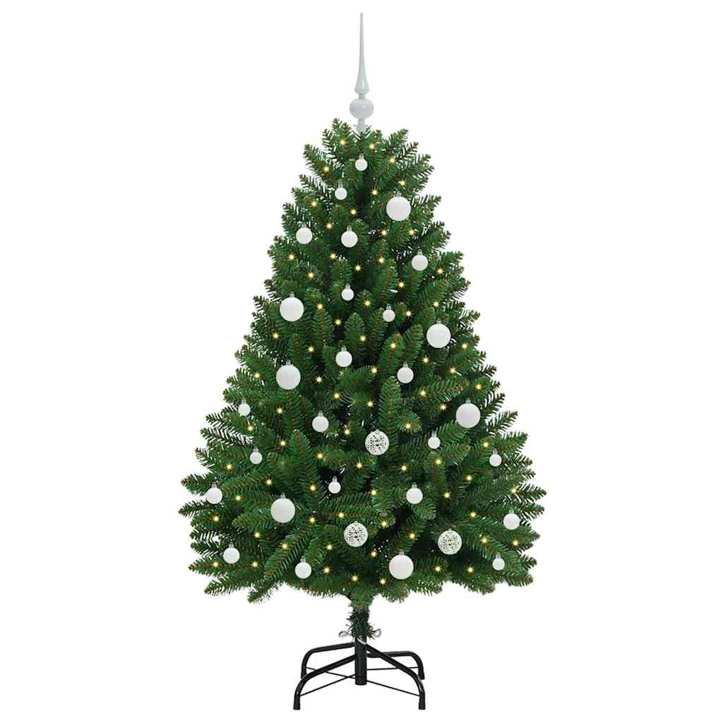 Konstgjord julgran 150 cm 150 LED-lampor Varmvit PVC och stål
