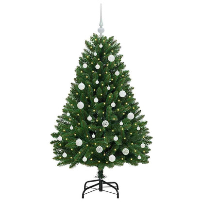 Konstgjord julgran 150 cm 150 LED-lampor Varmvit PVC och stål