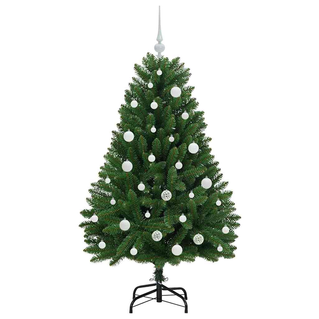 Konstgjord julgran 150 cm 150 LED-lampor Varmvit PVC och stål