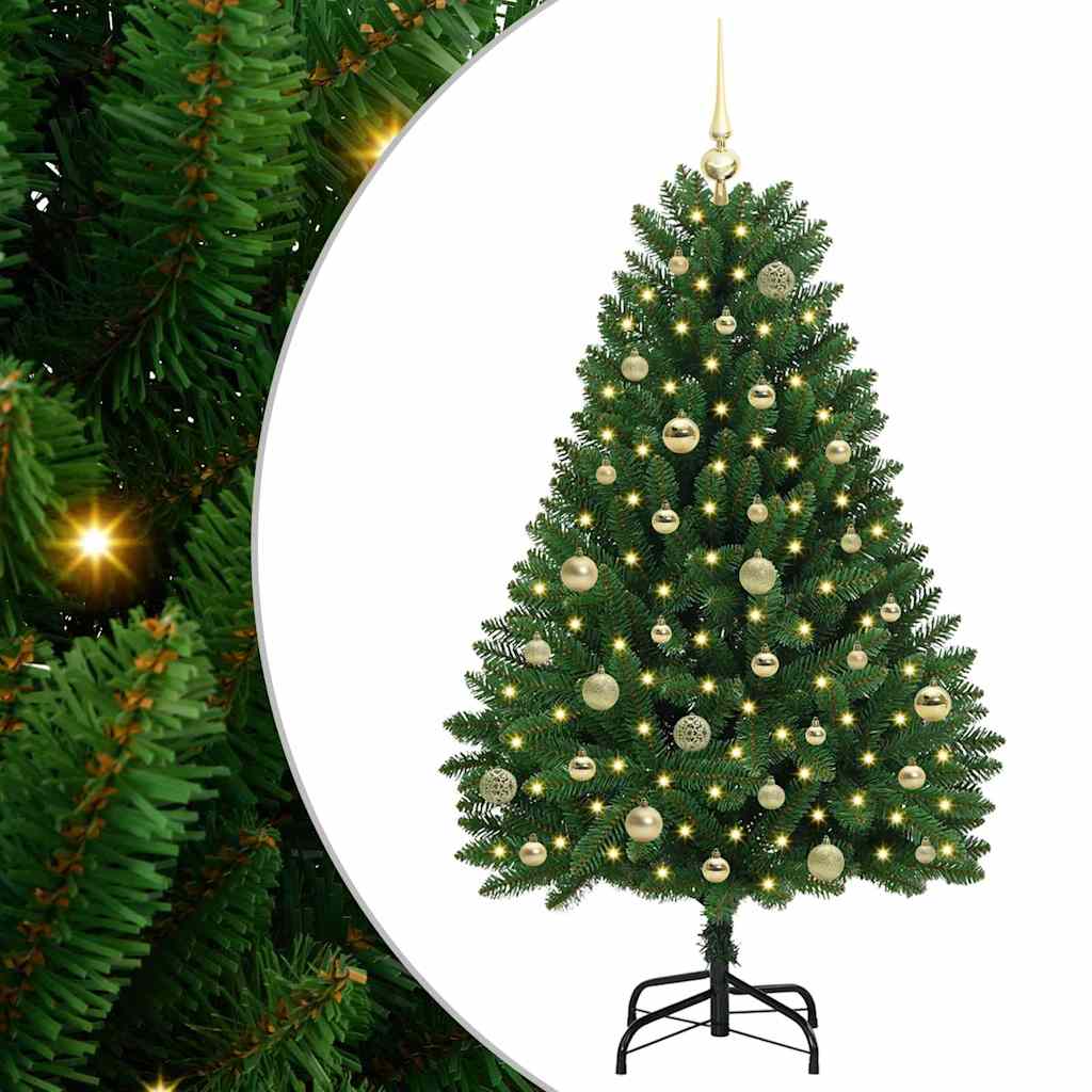 Konstgjord julgran 150 cm 150 LED-lampor Varmvit PVC och stål