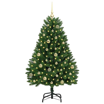 Konstgjord julgran 150 cm 150 LED-lampor Varmvit PVC och stål