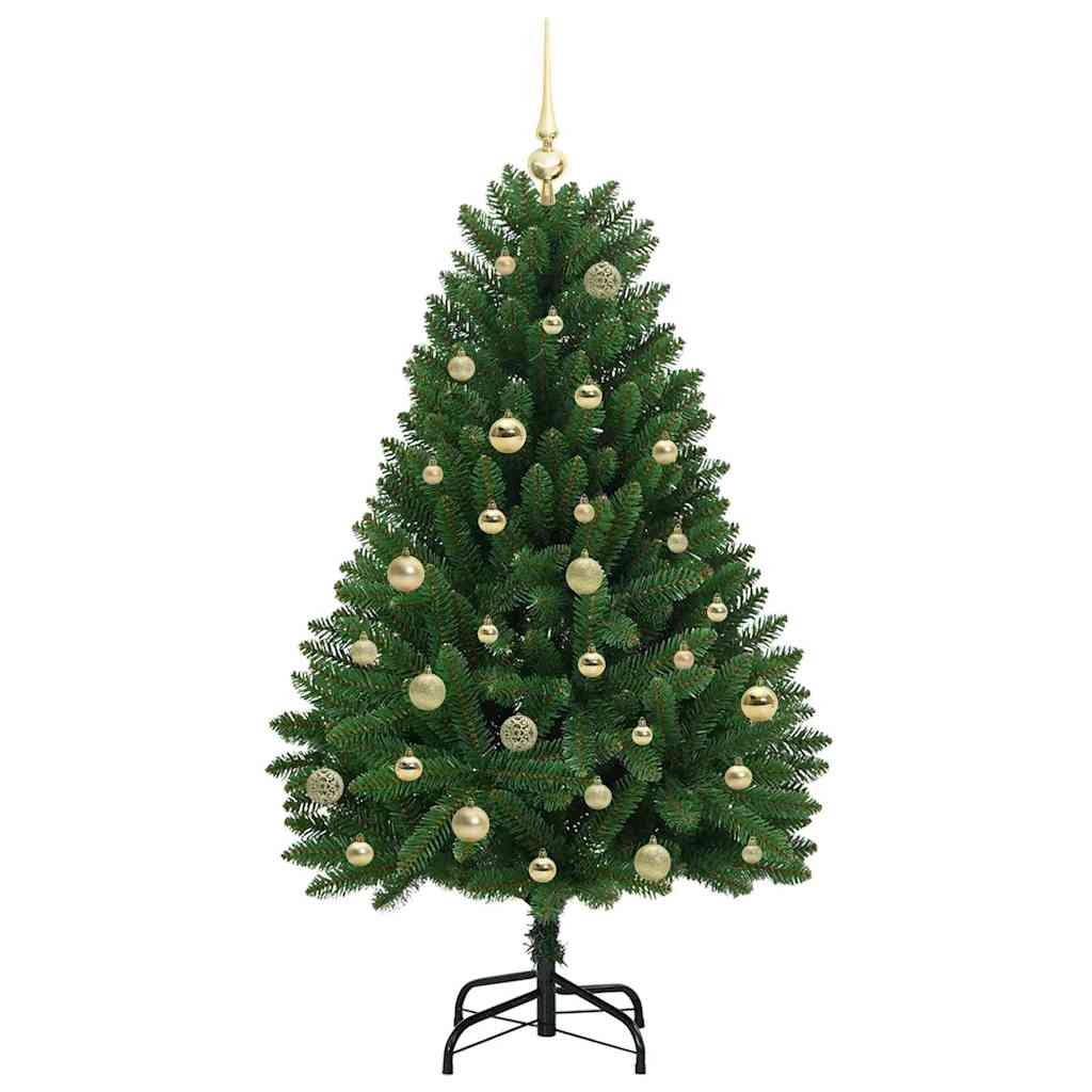Konstgjord julgran 150 cm 150 LED-lampor Varmvit PVC och stål