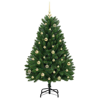Konstgjord julgran 150 cm 150 LED-lampor Varmvit PVC och stål