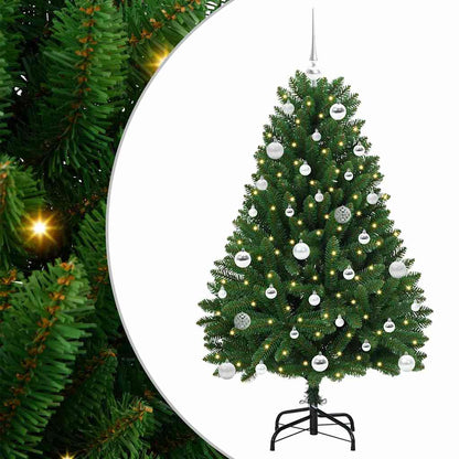 Konstgjord julgran 150 cm 150 LED-lampor Varmvit PVC och stål