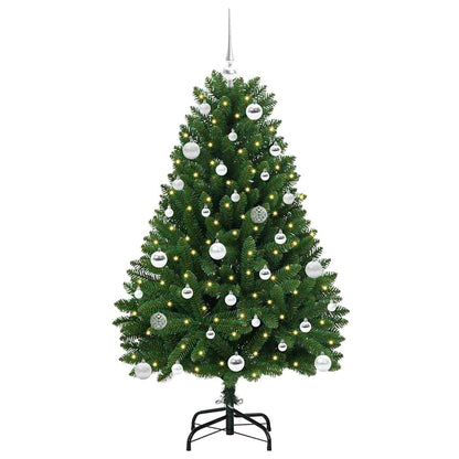 Konstgjord julgran 150 cm 150 LED-lampor Varmvit PVC och stål
