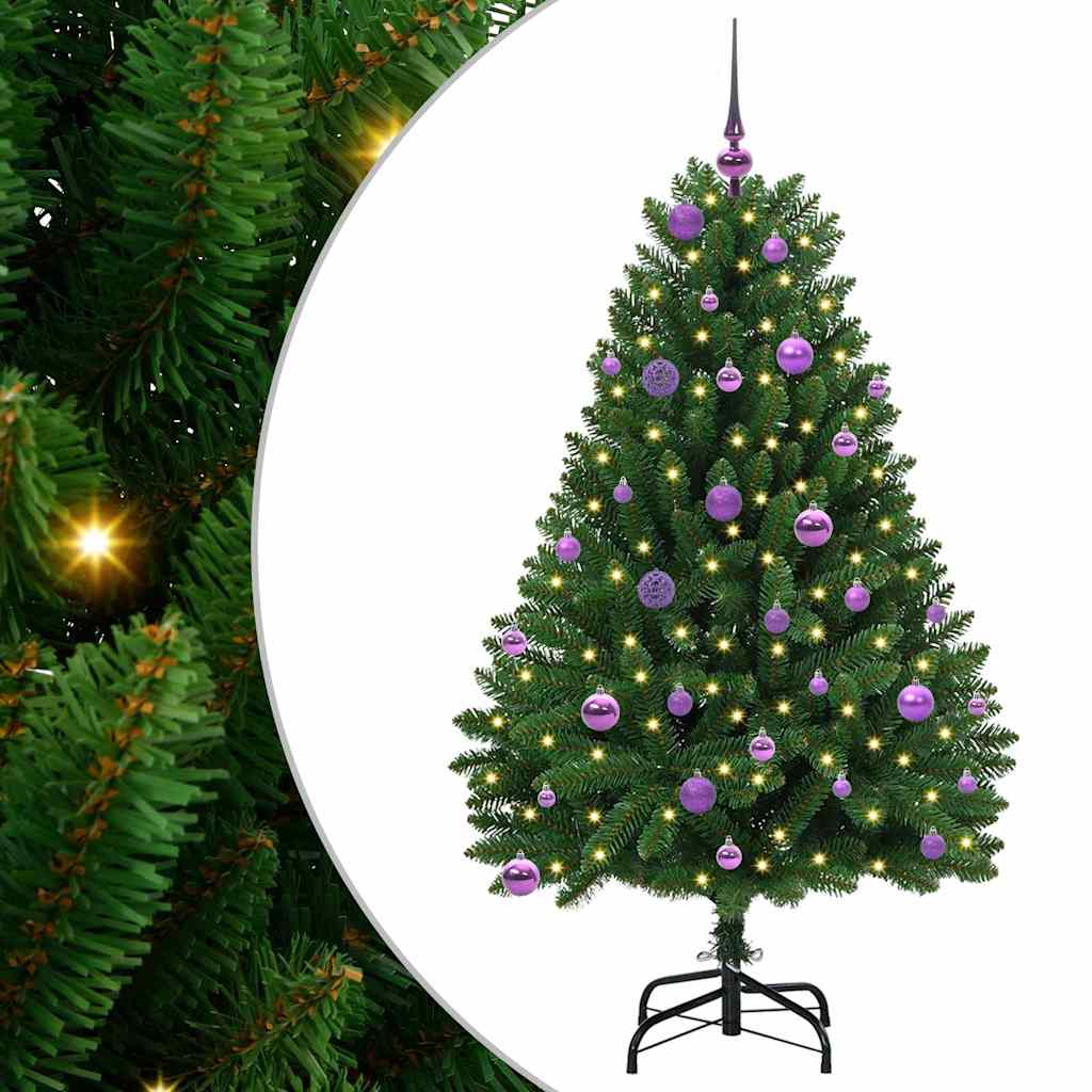 Konstgjord julgran 150 cm 150 LED-lampor Varmvit PVC och stål