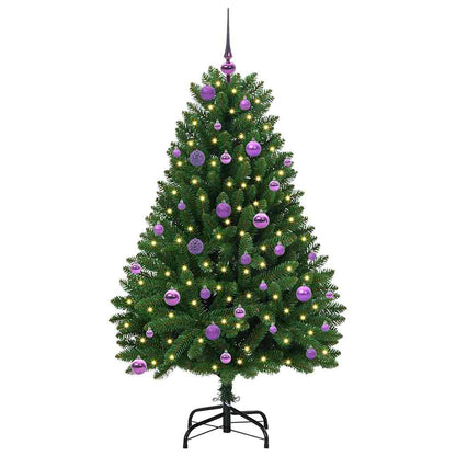 Konstgjord julgran 150 cm 150 LED-lampor Varmvit PVC och stål