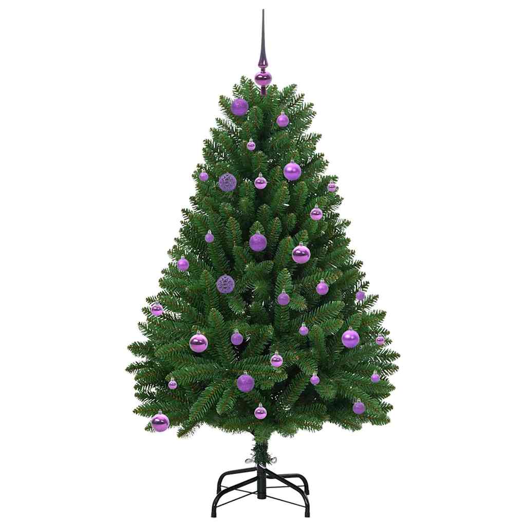 Konstgjord julgran 150 cm 150 LED-lampor Varmvit PVC och stål