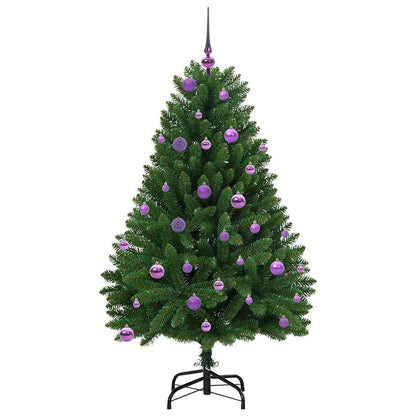Konstgjord julgran 150 cm 150 LED-lampor Varmvit PVC och stål