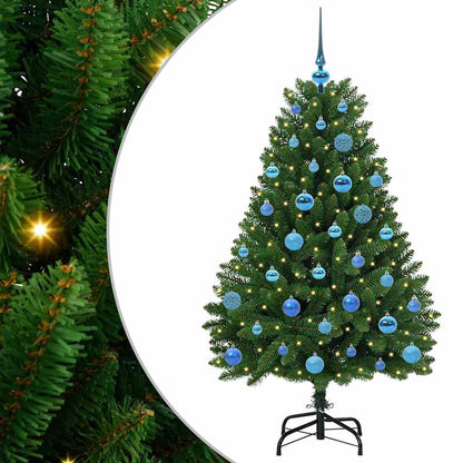 Konstgjord julgran 150 cm 150 LED-lampor Varmvit PVC och stål