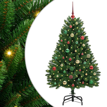 Konstgjord julgran 150 cm 150 LED-lampor Varmvit PVC och stål