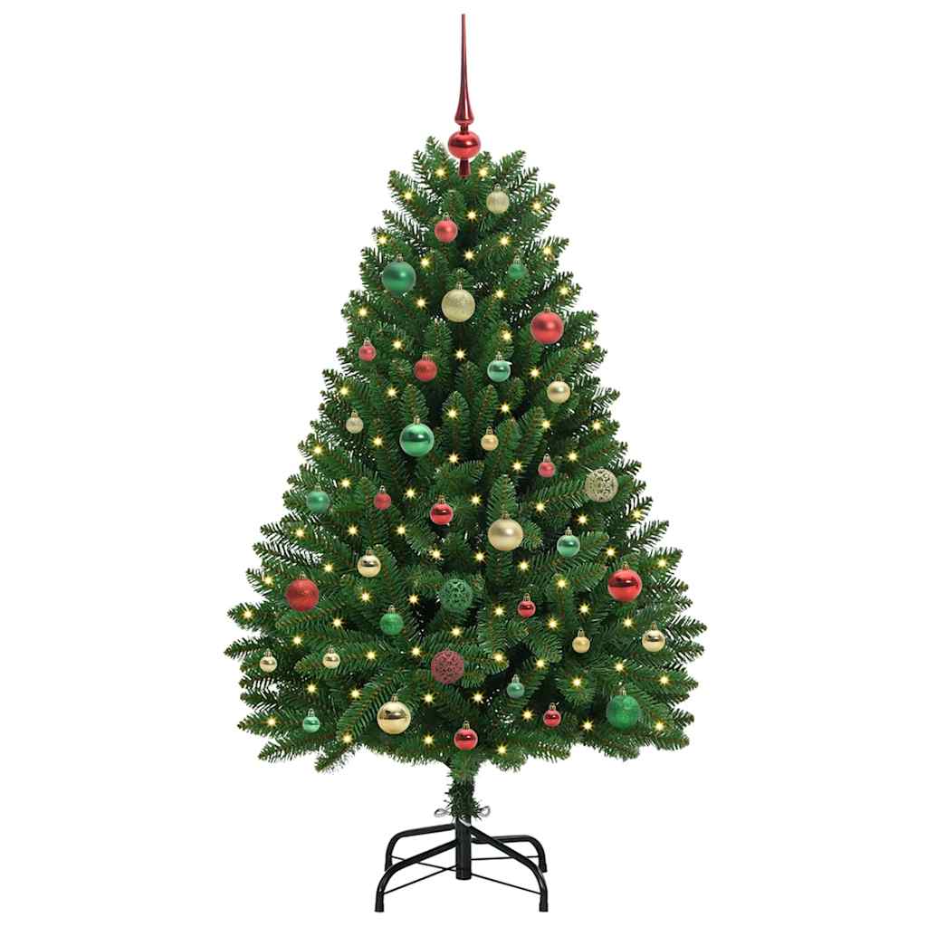 Konstgjord julgran 150 cm 150 LED-lampor Varmvit PVC och stål