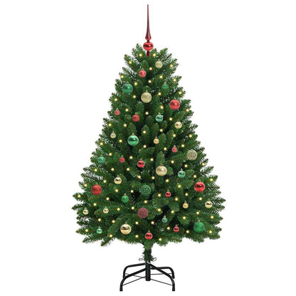 Konstgjord julgran 150 cm 150 LED-lampor Varmvit PVC och stål