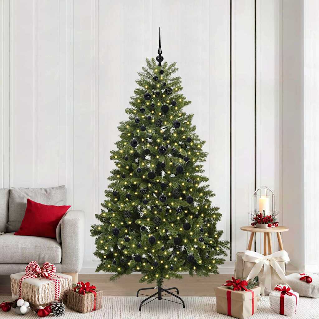 Konstgjord julgran 210 cm 300 LED-lampor Varmvit PVC och stål