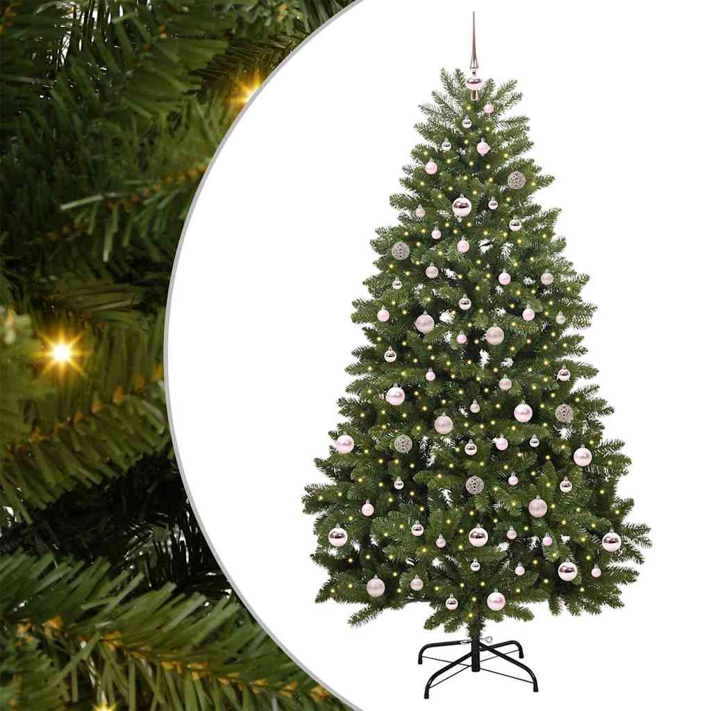 Konstgjord julgran 210 cm 300 LED-lampor Varmvit PVC och stål