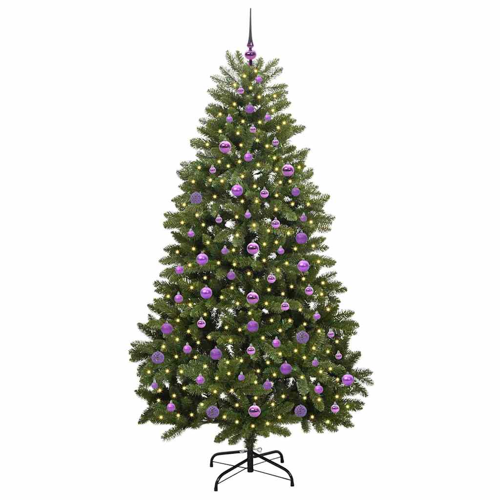 Konstgjord julgran 210 cm 300 LED-lampor Varmvit PVC och stål