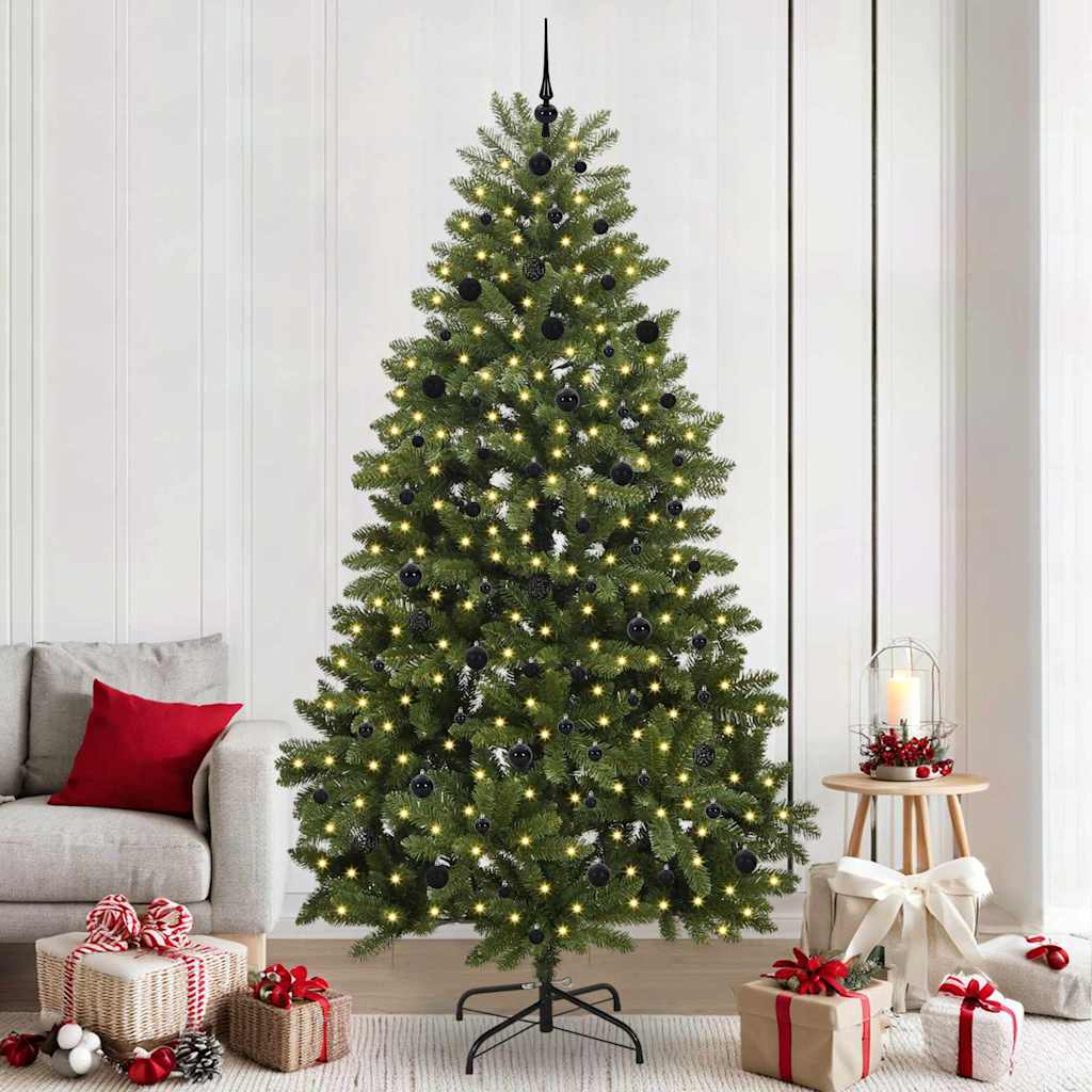 Konstgjord julgran 240 cm 300 LED-lampor Varmvit PVC och stål