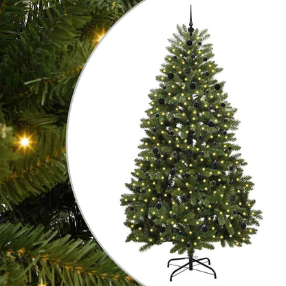 Konstgjord julgran 240 cm 300 LED-lampor Varmvit PVC och stål
