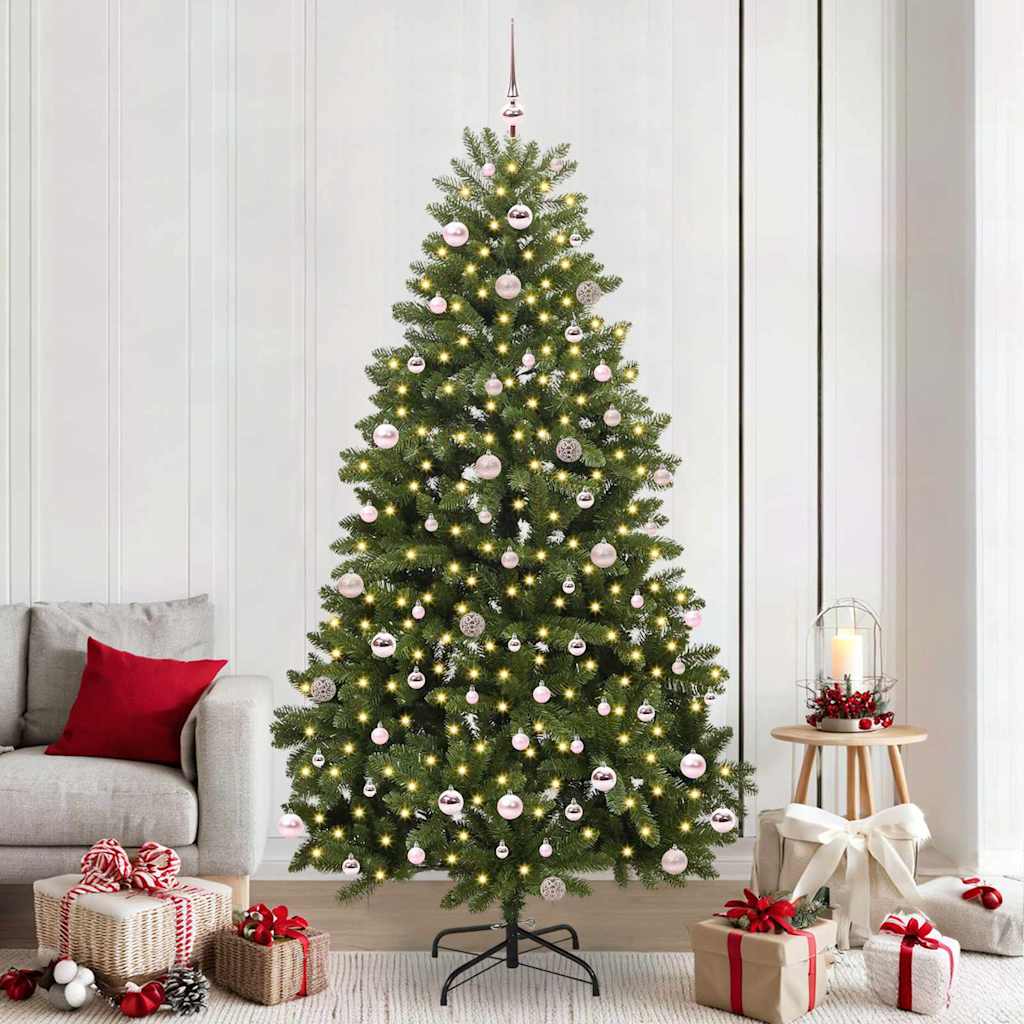 Konstgjord julgran 240 cm 300 LED-lampor Varmvit PVC och stål