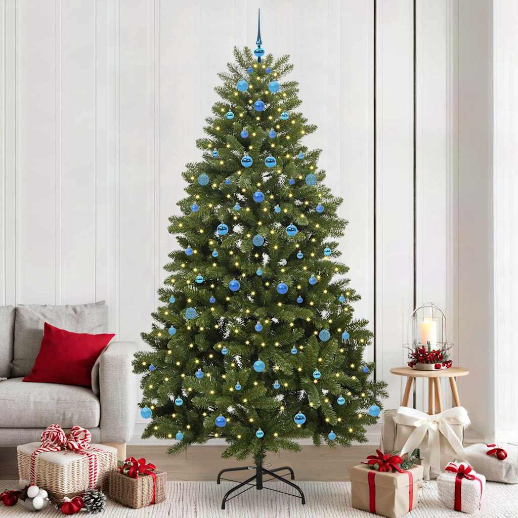 Konstgjord julgran 240 cm 300 LED-lampor Varmvit PVC och stål