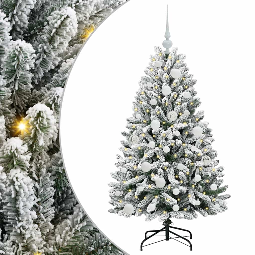 Konstgjord julgran 120 cm 150 LED-lampor Varmvit PVC och stål