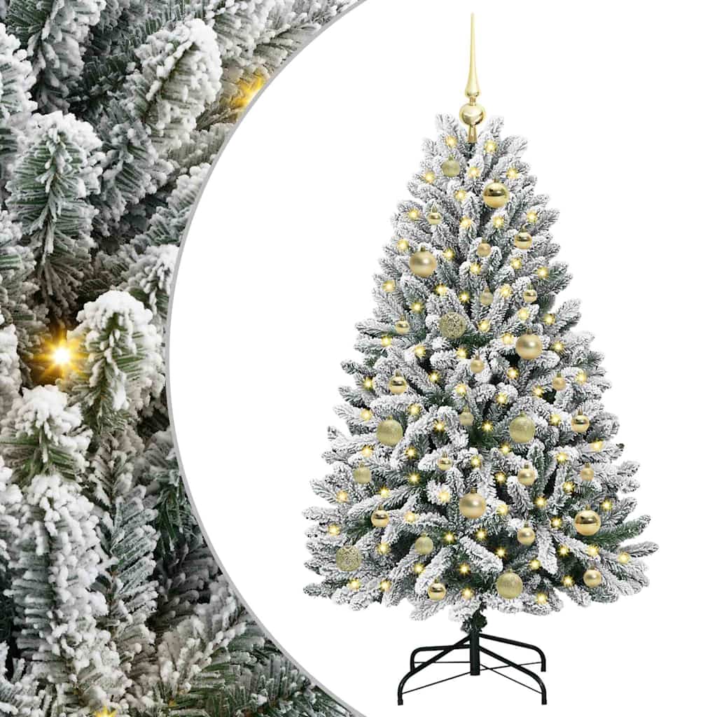 Konstgjord julgran 120 cm 150 LED-lampor Varmvit PVC och stål