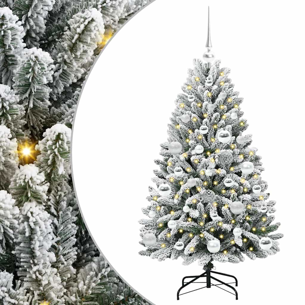 Konstgjord julgran 120 cm 150 LED-lampor Varmvit PVC och stål